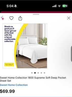 Sweet Home Collection Full 4-Piece Sheet Set – White – Washed Never Used